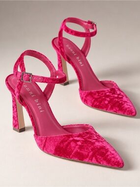 NWT Gianni Bini Geno Velvet Pointed Toe Slingback Heels Hot Pink Size 7,5